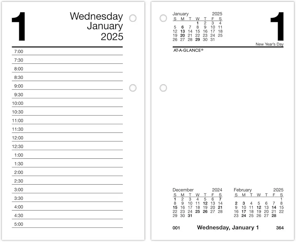 AT-A-GLANCE 2025 Desk Calendar Refill