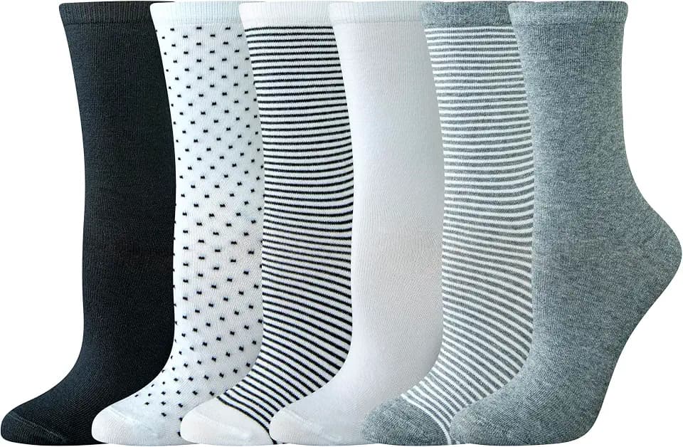 Women's Casual Crew Socks, 6 Pairs