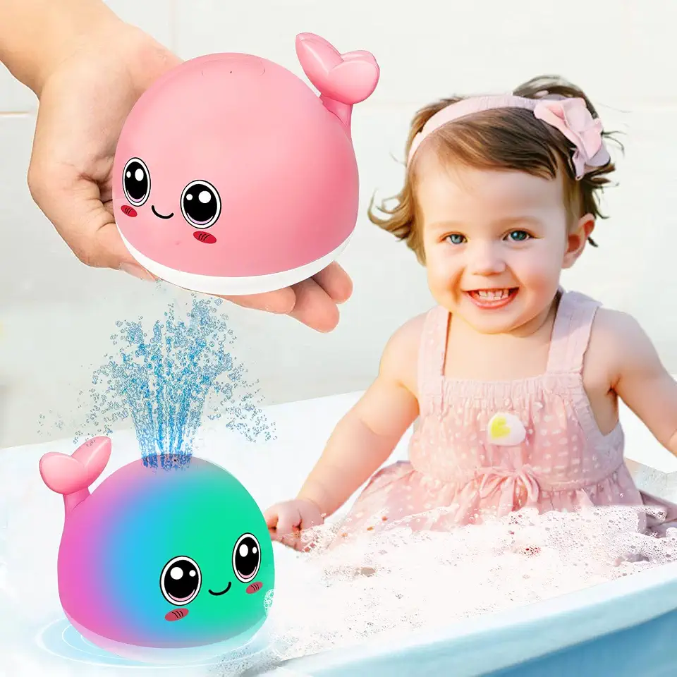 Pink Whale Light-Up Fountain Bath Toy