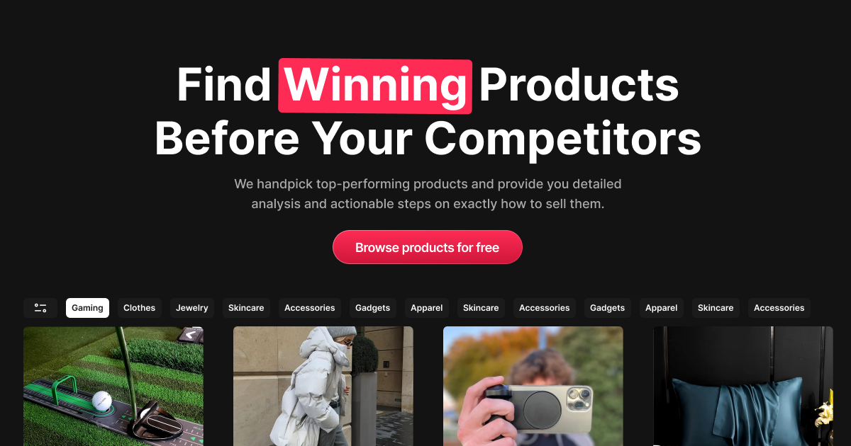 ProductLair's advanced dashboard showcasing winning products and real-time analytics