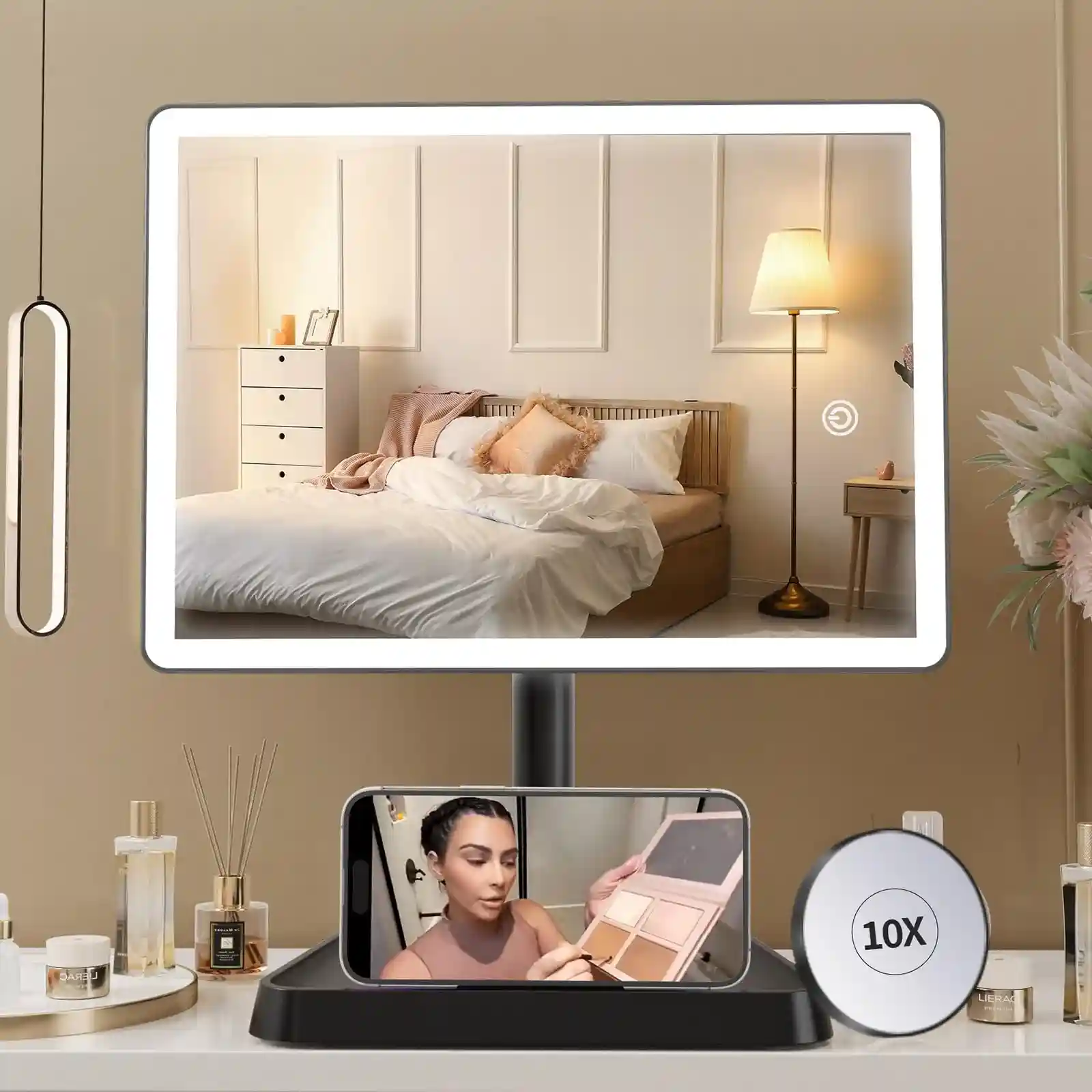 Smart mirror display with integrated information panel